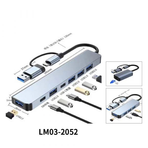 HUB USB C+A à coque aluminium