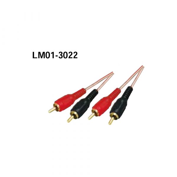 LM01-3022 2RCA Plugs - Plugs Gold,Clear Cable