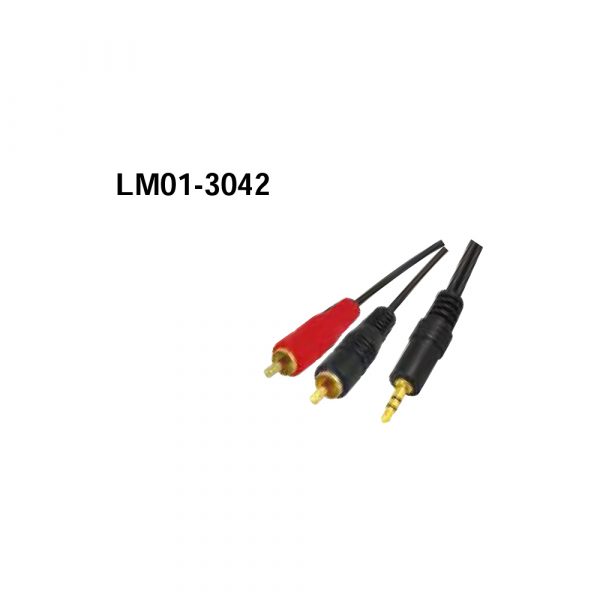 LM01-3042 Stereo Audio Lead (2 RCA Plugs- 3.5mm Stereo Plug)